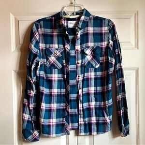 Aeropostale Plaid Button Down Flannel Style Top